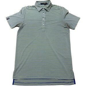 RLX Ralph Lauren Wicking Green Navy Striped Golf Polo Stretch Size Men’s Small